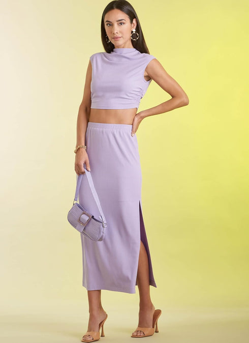 Simplicity Easy Misses' Knit Top and Skirt Sewing Pattern Packet, Code S9757, Sizes S-M-L-XL-XXL, Multicolor...