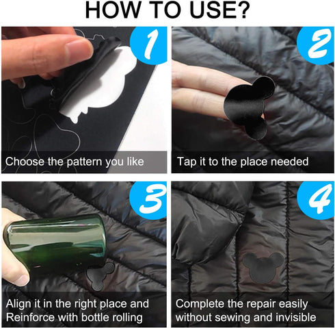 MOONSJONES Down Jacket Repair Patch 8 Sheet, Black Nylon Blank Tape Patches for Jackets Tenacious, Blemish Waterproof Patagonia Sticker Self-Adhes...
