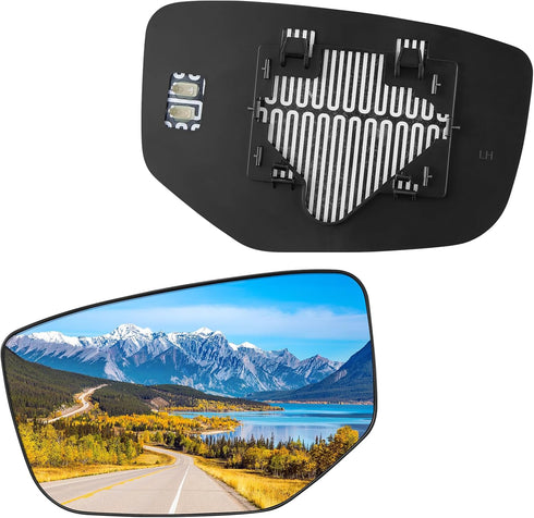 BDFHYK Driver Left Side Heated Mirror Glass Compatible with 2008-2012 Honda Accord Side View Exterior Mirror with Backing Plate, Replaces ?76253TA...