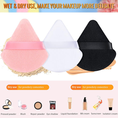 100 Pcs Powder Puff Face Soft Makeup Puff Triangle Powder Puffs for Loose Powder Mineral Powder Body Powder Velour Cosmetic Foundation Wet Dry Spo...