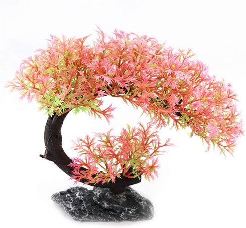 AQUA KT Aquarium Landscape Curved Tree Magenta Plant Plastic for Betta Clownfish Cichlid Guppy Glofish Tank Decoration...