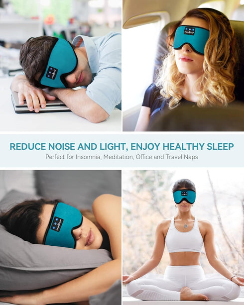 MUSICOZY Sleep Headphones 3D Bluetooth 5.4 Headband Sleep Mask, Wireless Sleeping Headphones Music Earbuds Eye Mask for Side Sleepers Travel with ...