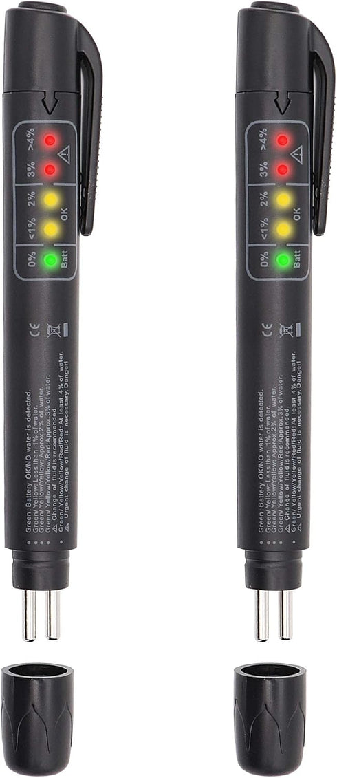 2pcs Brake Fluid Tester Pen Hydraulic Fluid/Liquid/Oil Moisture Analyzer with 5 LED Indicators, Auto Brake Diagnostic Testing Tool for DOT3 DOT4 B...