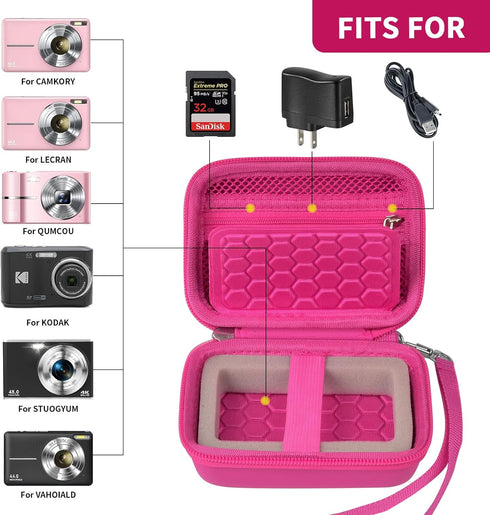 Carrying & Protective Case for Digital Camera, AbergBest 21 Mega Pixels 2.7" LCD Rechargeable HD/Kodak Pixpro/Canon PowerShot ELPH 180/190 / Sony ...