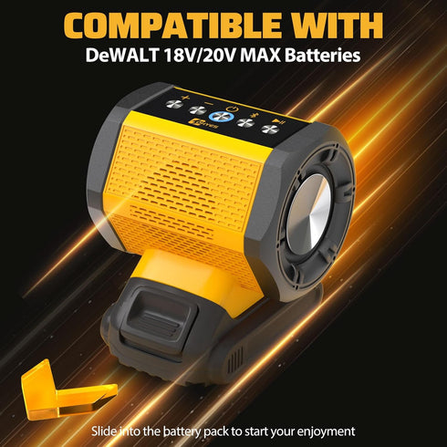 Bluetooth Speaker Fit for DeWALT 20v Max Battery with USB-A/C Charging for Jobsite Camping & Parties(Battery not Included)...