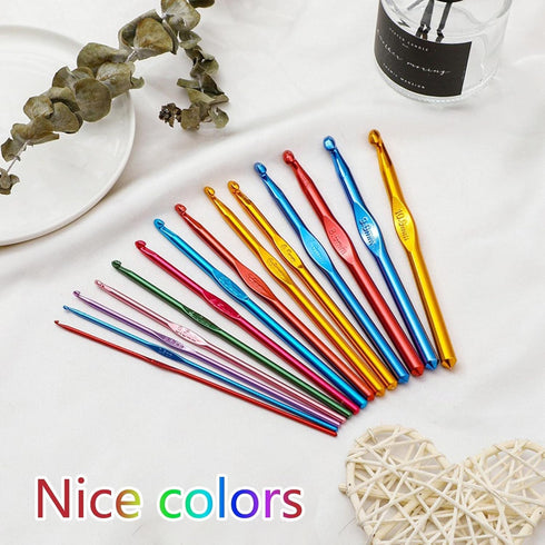 BCMRUN 14 pcs Multicolor Aluminum Crochet Hooks Knitting Needles Craft Yarn 2-10mm …......