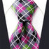 Intrepid Executive Wardrobe Accessory, Handmade 100% Silk Jacquard Woven Gray Pink Green Checked Tie 3.4" Classic Silk Jacquard Men's Necktie Tie...