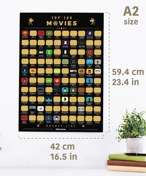 Atlas & Green Top 100 Movies Poster. Top 100 Scratch Off Movie Poster Up to Date with 2024 Blockbusters. Top Imdb + Bonus Accessories: Gift Tube M...