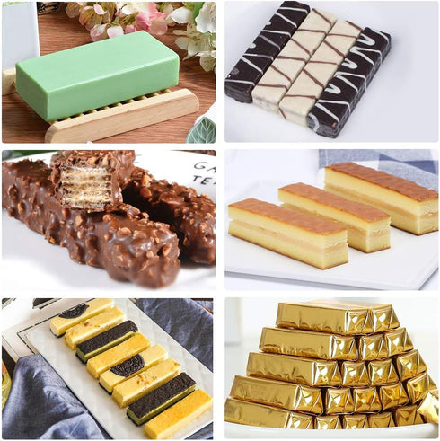 Palksky (2 Pcs) 8 Cavity Rectangle Granola Bar Silicone Mold/Nutrition/Cereal Bar Molds Energy Bar Maker for Chocolate Truffles Ganache Bread Brow...