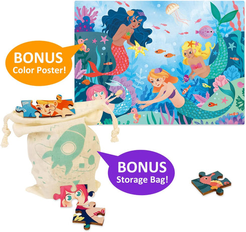 100 Piece Puzzles for Kids Ages 4-8, Wooden Puzzles for Kids Ages 3-5 with Unique Puzzle Pieces, Jigsaw Toddler Puzzles Ages 3-5 with Storage Tray...