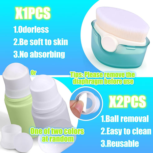 3 PCS Sunscreen Applicator for Kids, Soft Sunblock Brush + 2 PCS Empty Roller Ball Container for Sunscreen Lotion, Sunscreen Applicators for Famil...