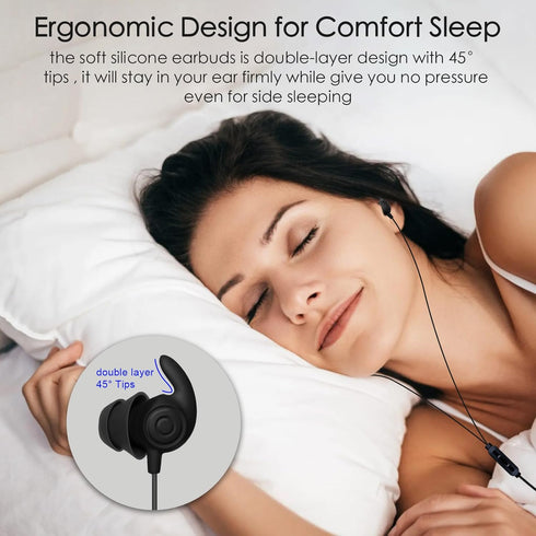 Sleep Earphones, Noise Isolation 3.5mm Sleep Headphones Wired, Lightweight Soft Silicone Earbuds with Mic for Insomnia, Side Sleeper, Snoring, Air...