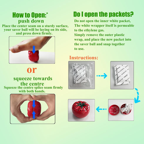 Produce Freshness Preserver Saver Kit- Keep Fruits and Vegetables Fresh Longer, Ethylene Gas and Odor Absorber in Refrigerator (2 Pack)...