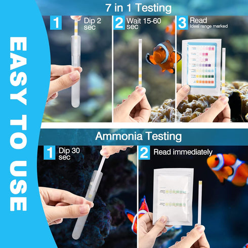8 in 1 Ammonia Test Kit for Aquarium, Aquarium Test Strips, Fish Tank Test Strips, Aquarium Ammonia Test Strips for Aquarium 150 Counts for Freshw...