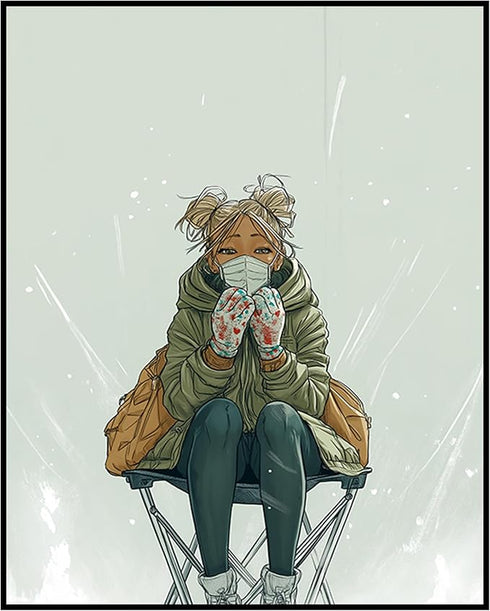 Posterizer 1 pcs-cute anime girl in winter with a mask and mittens -2-Kids Room Art Gift for Girls, Boys, Teens decor for Girls, Teens Bedroom- un...