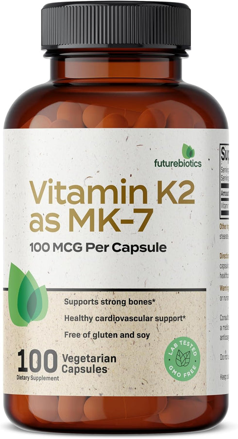 Futurebiotics Vitamin K2 as MK-7 100 mcg, Supports Strong Bones - Non-GMO, 100 Vegetarian Capsules...