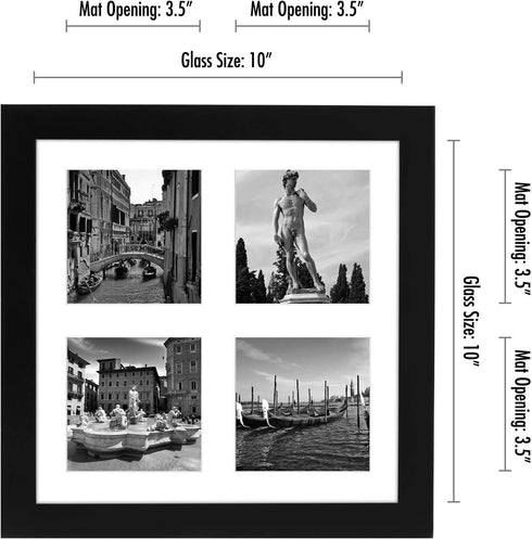 Americanflat 4x4 Picture Frame Collage with Shatter-Resistant Glass - Fits Four 4x4 Photos or Use as One 10x10 Picture Frame - Signature Collectio...