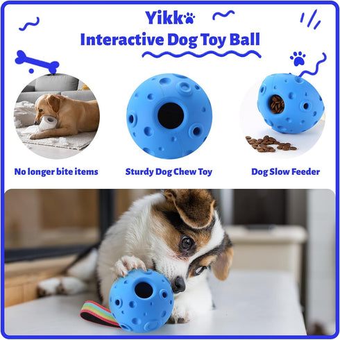 Yikko Treat Dispensing Dog Ball Toy, Durable Fillable Dog Treat Toys, Interactive Dog Chew Toys for Large Medium Small Dogs, Easy Clean Rubber Out...