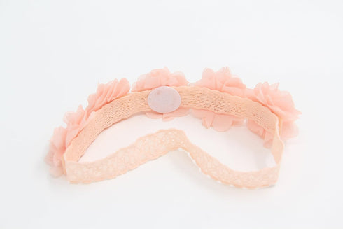 Baby Toddler Elastic Chiffon Flower Headbands Princess Girls Hand Sewing Beads Flower Headwear Nylon (QJ11 White pink) (QJ11 White pink)...
