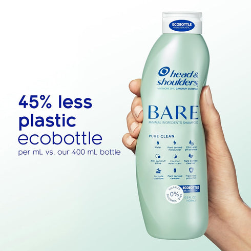 Head & Shoulders BARE Dandruff Shampoo, Sulfate Free Minimal Ingredients Anti Dandruff Shampoo, Soothing Hydration, Ecobottles with Less Plastic, ...