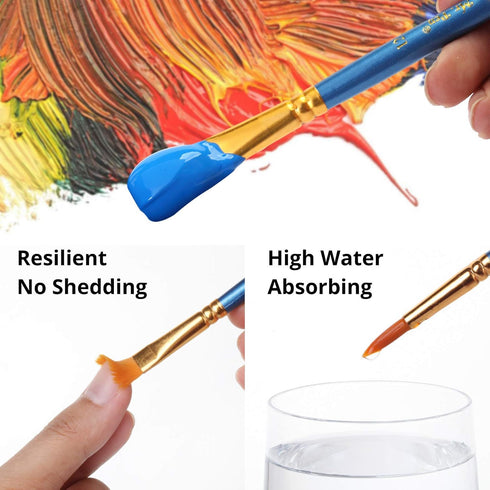 Mr. Pen- Artist Paint Brushes for Acrylic Painting, 10 pcs, Ergonomic Wooden Handle, Synthetic Bristles in Different Sizes & Shapes, Watercolor Br...