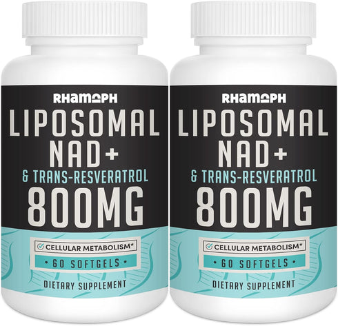 Liposomal NAD+ 800 mg with Trans-Resveratrol 300 mg, Max Absorption, Actual NAD+ Boosting Supplement for Healthy Aging, Cellular Energy, DNA Repai...