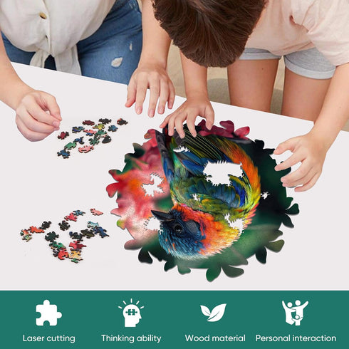 Wooden Puzzles for Adults,Bird Wooden jigsaw puzzles 200pcs,10.9x11.2in,Medium,Unique Shape Animal adult Puzzles,Irregular Wood Puzzles Creative G...