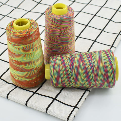 Rainbow Variegated Polyester Sewing Machine Thread All-Purpose Thread 3 Cones of 3000 Yards Each Spool Thread for Sewing Quilting Overlock Embroid...