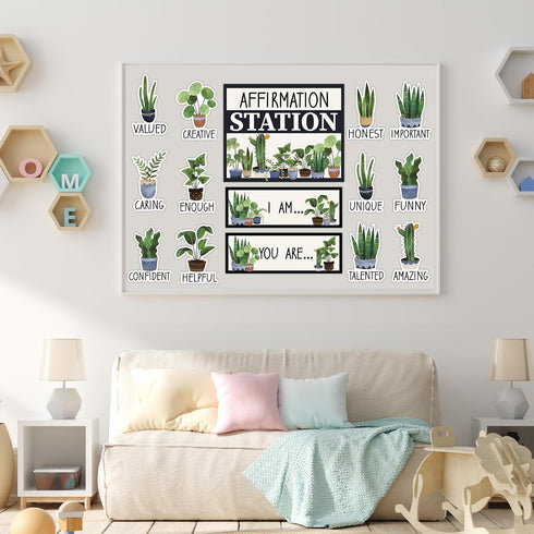 Boho Affirmation Station Bulletin Board Set Boho Plant Bulletin Board for Classroom Decor Motivational Posters Positive Affirmations Accents Inspi...