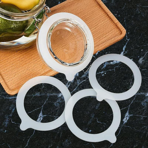 Silicone Replacement Gasket, Airtight Rubber Seals Rings for Mason Jar Lids, Leak-Proof Canning Silicone Fitting Seals for Glass Clip Top Jars (Wh...