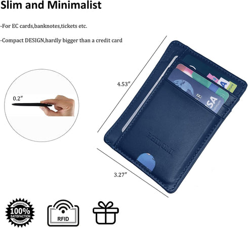 Slim Minimalist Leather Wallet, Front Pocket Wallets,RFID Blocking,Credit Card Holder for Men&Women...
