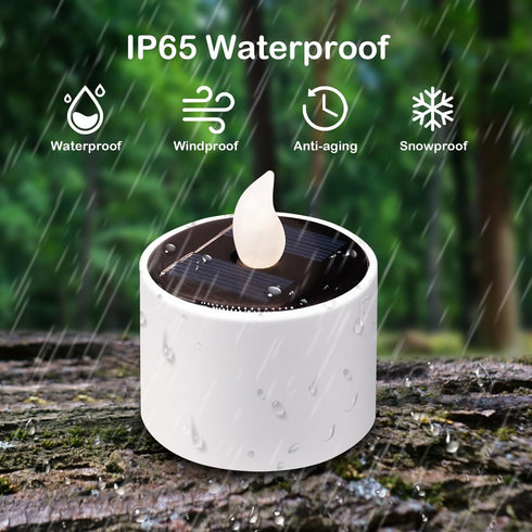 Solar Candle Lights Outdoor Waterproof - 8 Pack Rechargeable Flickering Tea Lights Solar Powered Reusable LED Candles Flameless Lamp Nightlights f...
