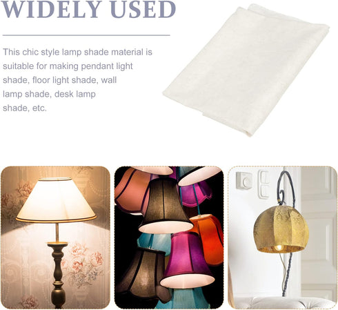 Uonlytech Lamp Shade Linen Pre-cut Round Craft Diy Making Cover Lampshade Material Fabric Floor Styrene Light Shade Cloth Desks White for Re Repla...