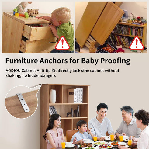 furniture anchors anti-tip baby proofing: Safety Straps Kit for Dresser Secure 400 lbs Bookcase to Wall Cabinet Wall Anchor 4 Pack...