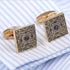Vintage Celtic Cufflinks Luxury Blue Cubic stone Gold tone Cuff links YW19...
