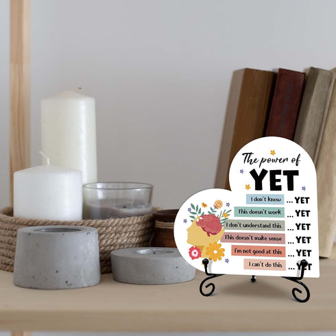 Mental Health Decor, Motivational the Power of Yet Heart Wood Plaque, School Counseling Therapy Office Decor, Positive Psychology Self-Improvement...