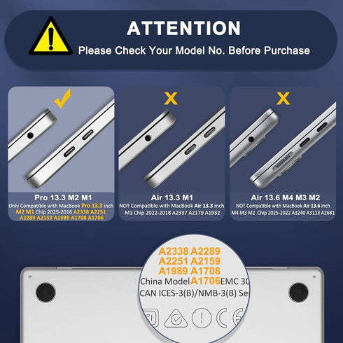 MOSISO Compatible with MacBook Pro 13 inch Case M2 2025, 2024, 2023, 2022-2016 A2338 M1 A2251 A2289 A2159 A1989 A1708 A1706 with/Without Touch Bar...