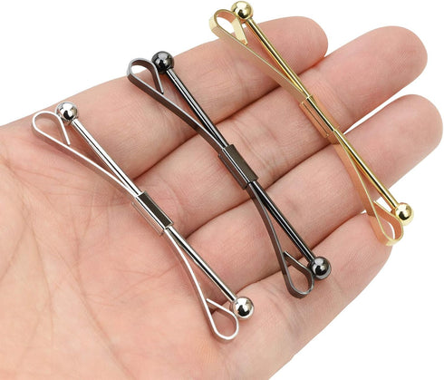 3PCS Shirt Collar Clips Necktie Tie Clips Clip-on Collar Bars Gold Silver Black Metal Cravat Clips Collar Pin Accessories for Men...