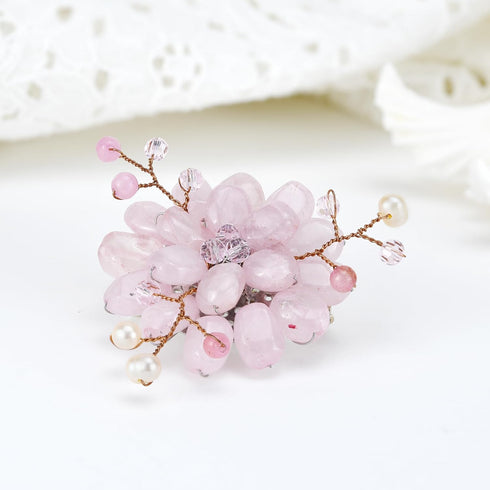 AeraVida Charming and Stylish Vibrant Pink Simulated Quartz Lotus Flower Brooch Pin...