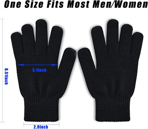 3 Pairs Winter Magic Gloves Adults Warm Stretchy Unisex Black Gloves One Size Fits Most Men Women Teens Magic Knit Gloves...
