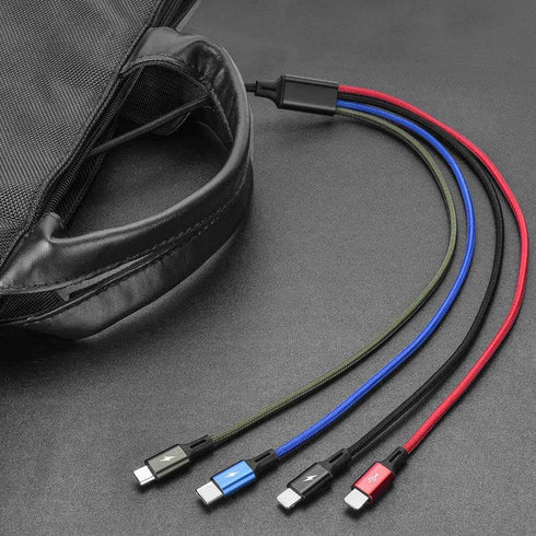 4 in 1 USB/USB-c to 2 USB-C to 2 Lightning Multicharging Cables for iPhones and Android Phones...