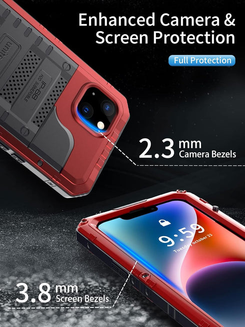 Unitedtime for iPhone 14 Case Waterproof with Built-in Screen Protector Full Body Rugged Hard Silicone, Military Grade Shockproof Dustproof Protec...