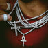 JINAO Silver Plated Iced Out Egyptian Ankh Cross Simulated Diamond Pendant Necklace with Stainless Rope Chain...