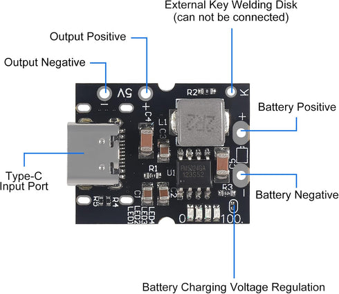 5pcs Type-C USB 5V 2A Boost Converter Step-Up Power Module Lithium Battery Charging Protection Board Display USB for DIY (Not Welded)...