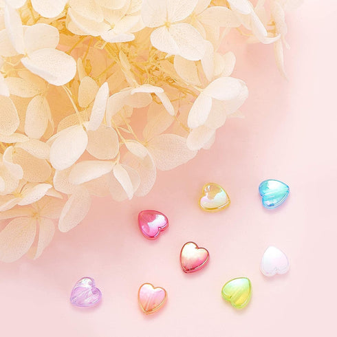 LiQunSweet 320 Pcs 8-Colors Clear Acrylic Beads Sweet Heart 8mm Dyed AB-Color Loose Beads in Bulk for Necklace Bracelet Earrings Jewelry Making...