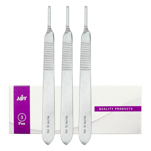 Scalpel Handle No.3 - Set of 3 Pcs Stainless Steel Crafting Handle No.3 Ideal for Wood Art, Card Making, Grafting, Sculpting and Dermaplaning...