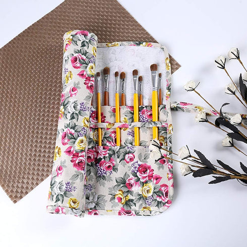 Toyvian 20 Slots Paint Brush Roll Holder Canvas Rollup Pen Case for Artist Watercolor Oil Paint Brush...