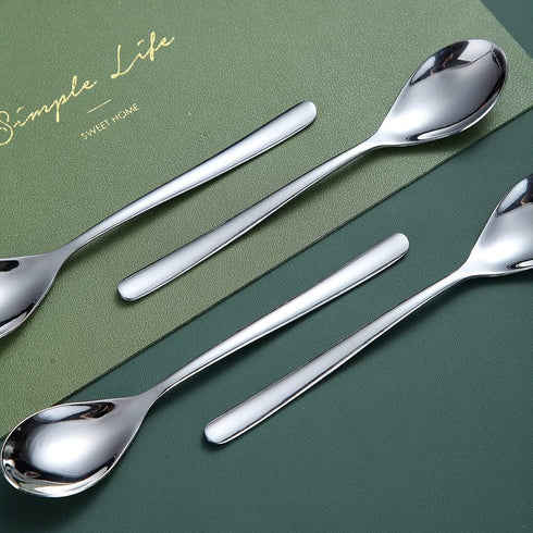 Teaspoons 12 Pieces, Homquen 6.6" Modern Design Stainless Steel Tea Spoons Set, Small Spoon Silver Dishwasher Safe Easy to Clean...