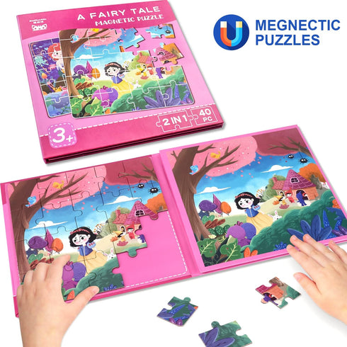 Magnetic Puzzles for Kids Ages 3 4 5, Mermaid Animal Wooden Jigsaw Puzzles Book for Toddlers, Travel Games, Fairy Tale Preschool Educational Learn...