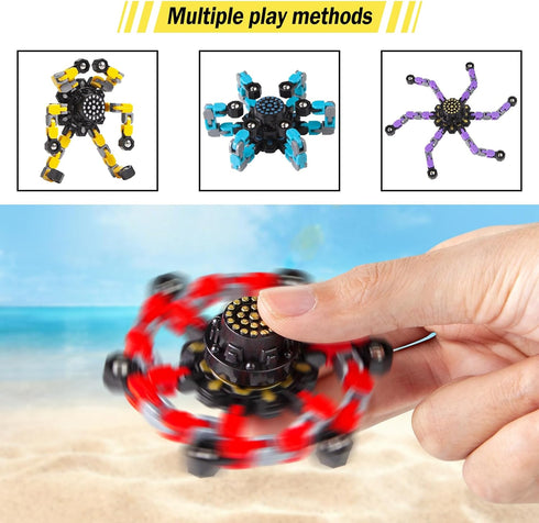 Transformable Fidget Spinners 2 Pcs for Kids and Adults Stress Relief Sensory Toys for Boys and Girls Fingertip Gyros for ADHD Autism for Kids...